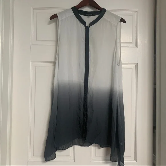 eileen fisher ombre silk dress EILEEN FISHER 100% Silk Ombre Asymmetrical Hem Maxi Dress Blue Size XS Flawed